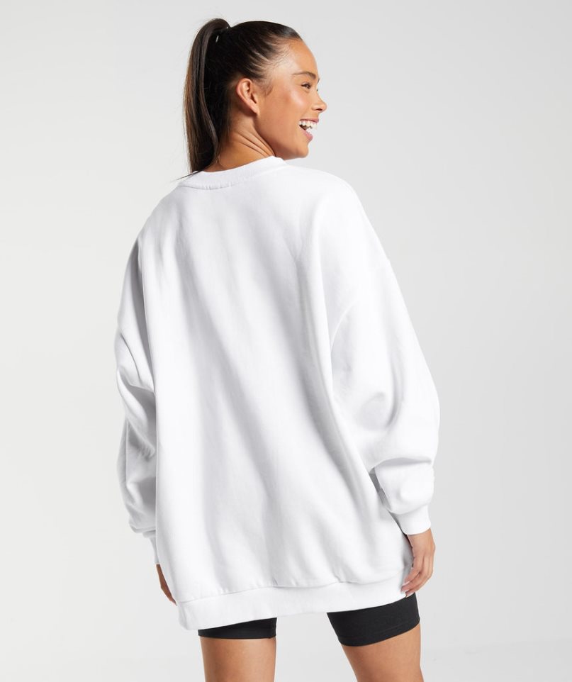 Bluzy Gymshark Treningowe Oversized Damskie Białe | PL 506CZN